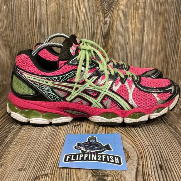 Asics | Shoes | Asics Gel Nimbus 6 Running Shoes Pink Green White Model  T485n Womens Size 15 | Poshmark